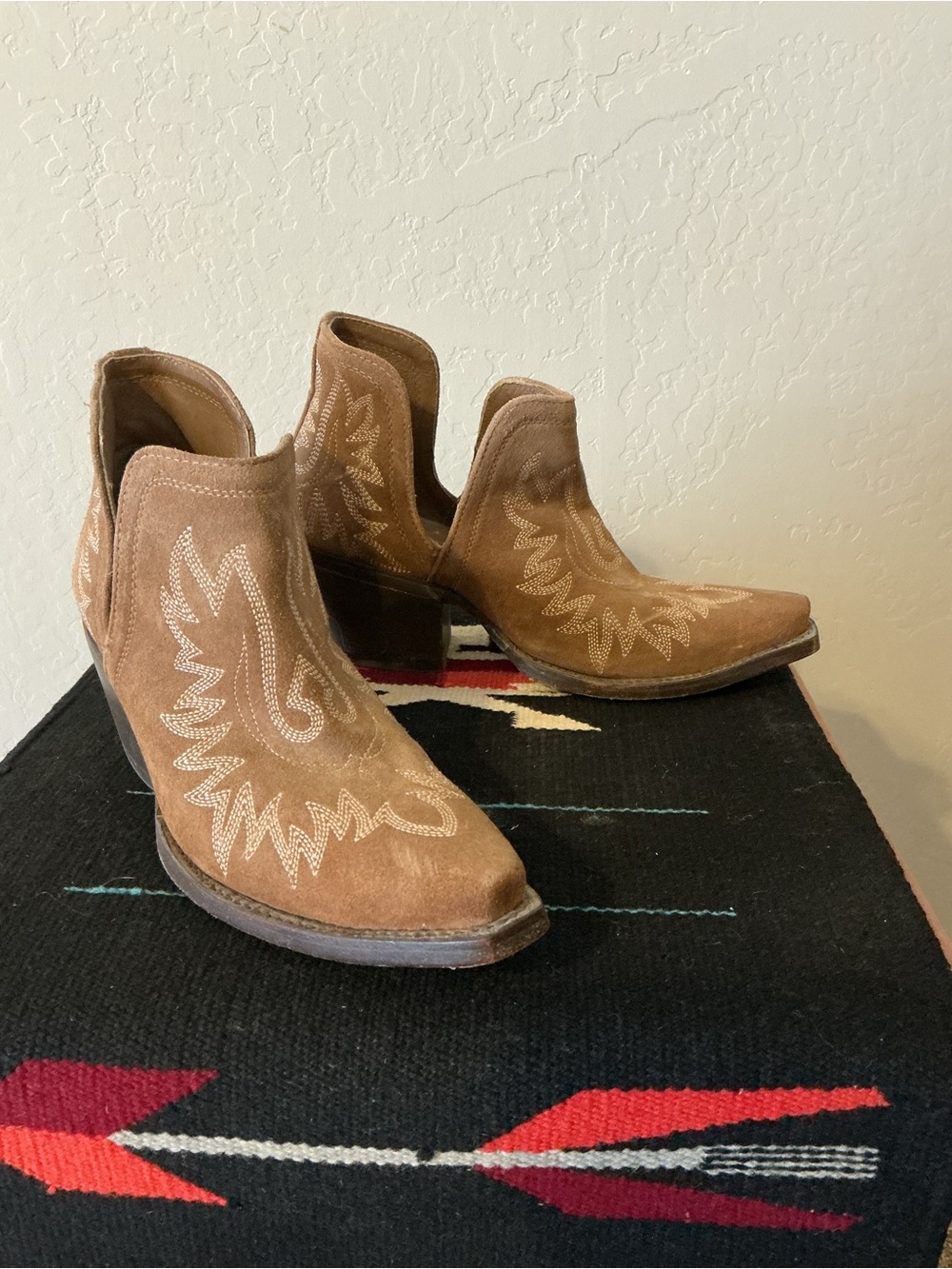 Ariat Tan Suede Western Ankle Booties